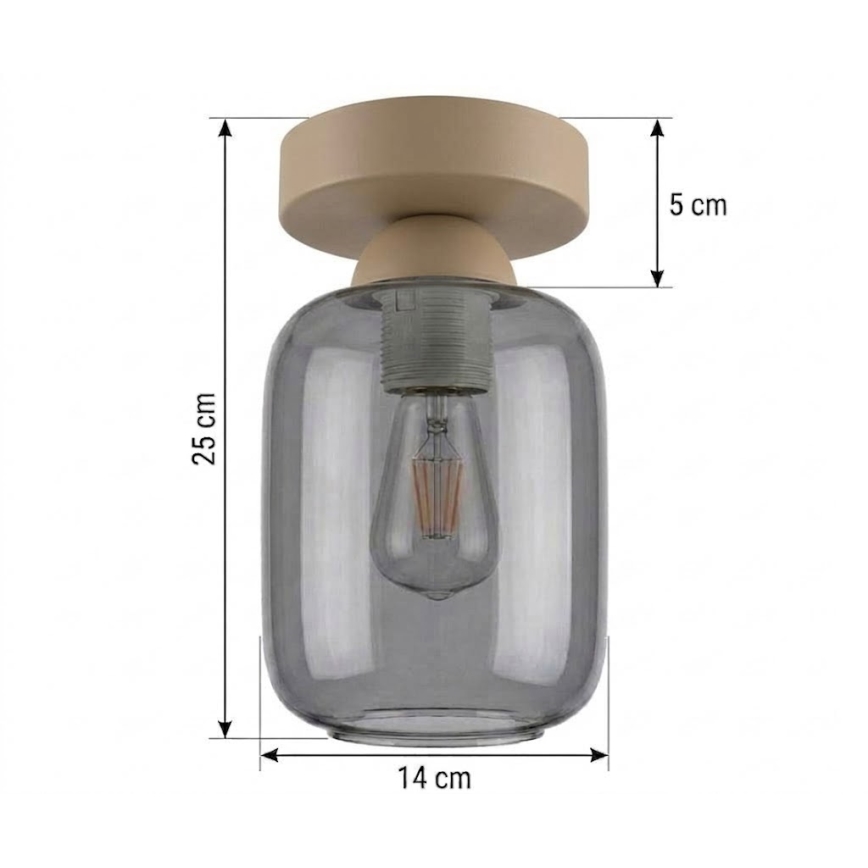 BRILAGI - LED stropna svjetiljka RETRO GLASS 1xE27/60W/230V Ø 14 cm bež/zadimljeno-siva