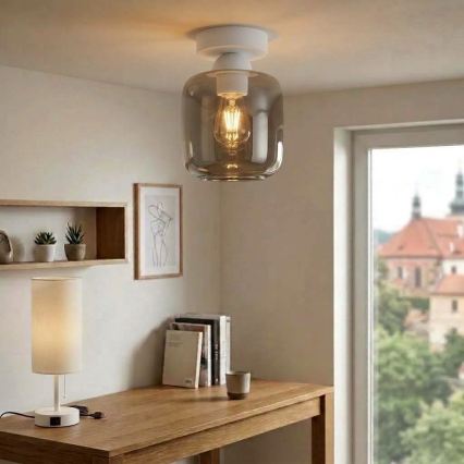 BRILAGI - LED stropno svjetlo RETRO GLASS 1xE27/60W/230V Ø 14 cm bijela/zadimljeno-siva