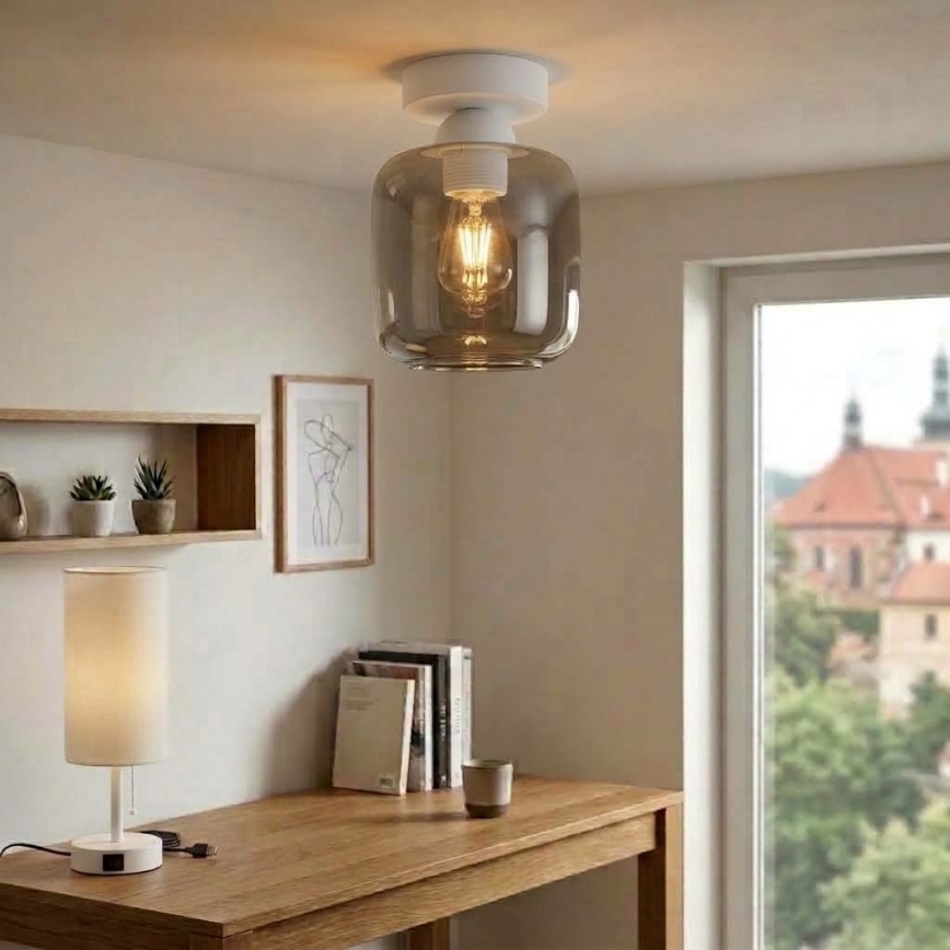 BRILAGI - LED stropno svjetlo RETRO GLASS 1xE27/60W/230V Ø 14 cm bijela/zadimljeno-siva