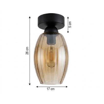 BRILAGI - LED stropno svjetlo RETRO GLASS 1xE27/60W/230V Ø 17 cm crna/dimljeno bež