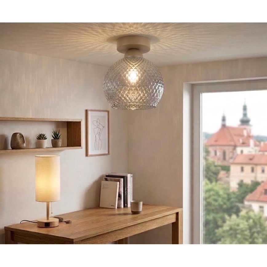 BRILAGI - LED stropna svjetiljka RETRO GLASS 1xE27/60W/230V prom. 18 cm bež/dimna siva