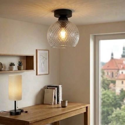 BRILAGI - LED stropna svjetiljka RETRO GLASS 1xE27/60W/230V Ø 18 cm crna/dimno-siva
