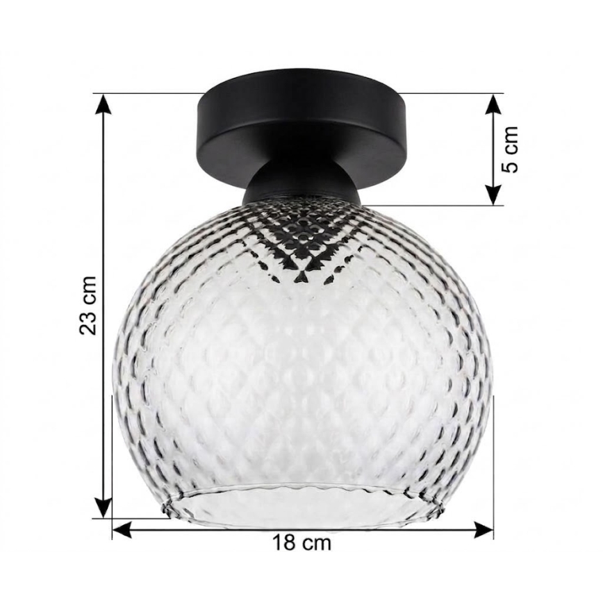 BRILAGI - LED stropna svjetiljka RETRO GLASS 1xE27/60W/230V Ø 18 cm crna/dimno-siva