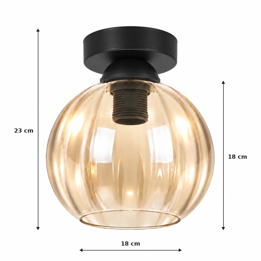 BRILAGI - LED Stropna svjetiljka RETRO GLASS 1xE27/60W/230V Ø 18 cm crna/dimno bež