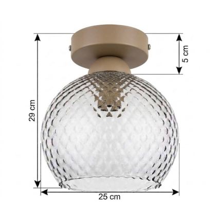 BRILAGI - LED stropna svjetiljka RETRO GLASS 1xE27/60W/230V Ø 25 cm bež/dimno siva