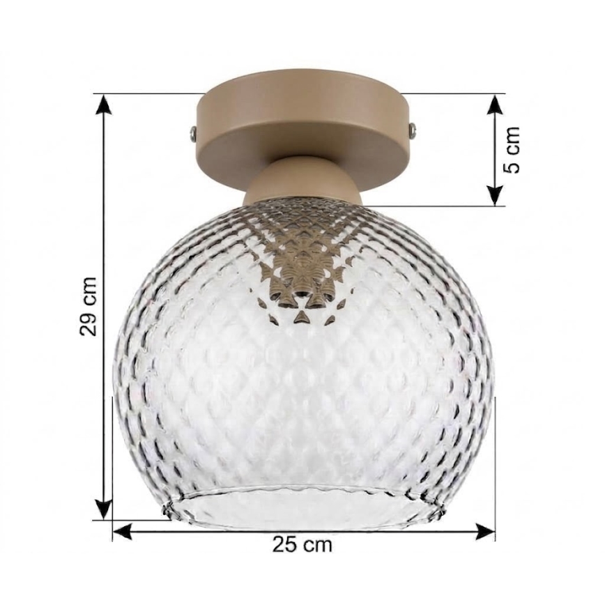 BRILAGI - LED stropna svjetiljka RETRO GLASS 1xE27/60W/230V Ø 25 cm bež/dimno siva