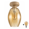 BRILAGI - LED stropna svjetiljka RETRO GLASS 1xE27/60W/230V promjer 17 cm bež/zadimljeno bež