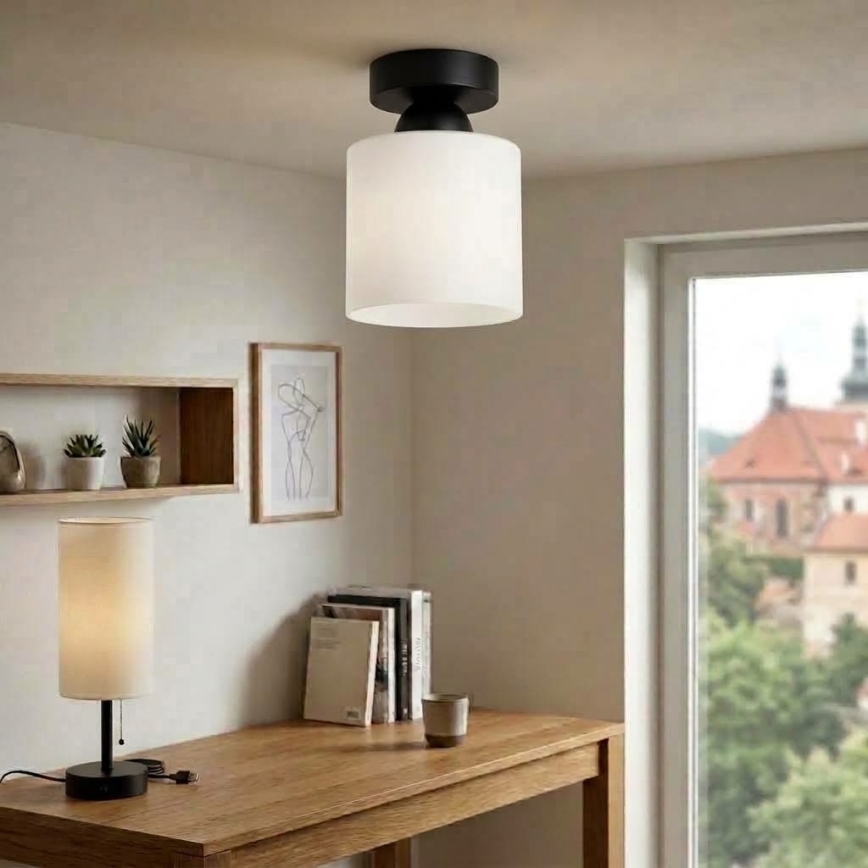 BRILAGI - LED Stropna svjetiljka RETRO GLASS 1xE27/60W/230V Ø 10 cm crna/bijela