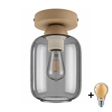 BRILAGI - LED stropna svjetiljka RETRO GLASS 1xE27/60W/230V Ø 14 cm bež/zadimljeno-siva