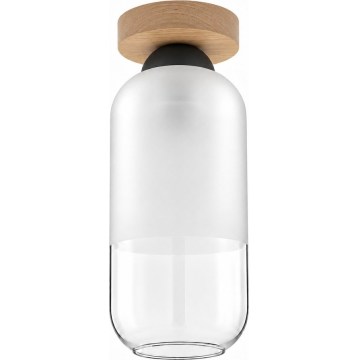 BRILAGI - LED stropna svjetiljka RETRO GLASS 1xE27/60W/230V Ø 14 cm hrast/bijela