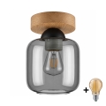 BRILAGI - LED Stropna svjetiljka RETRO GLASS 1xE27/60W/230V Ø 14 cm hrast/dimno siva