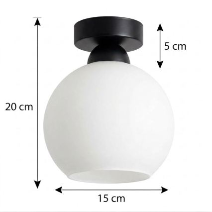 BRILAGI - LED stropna svjetiljka RETRO GLASS 1xE27/60W/230V Ø 15 cm crna/bijela
