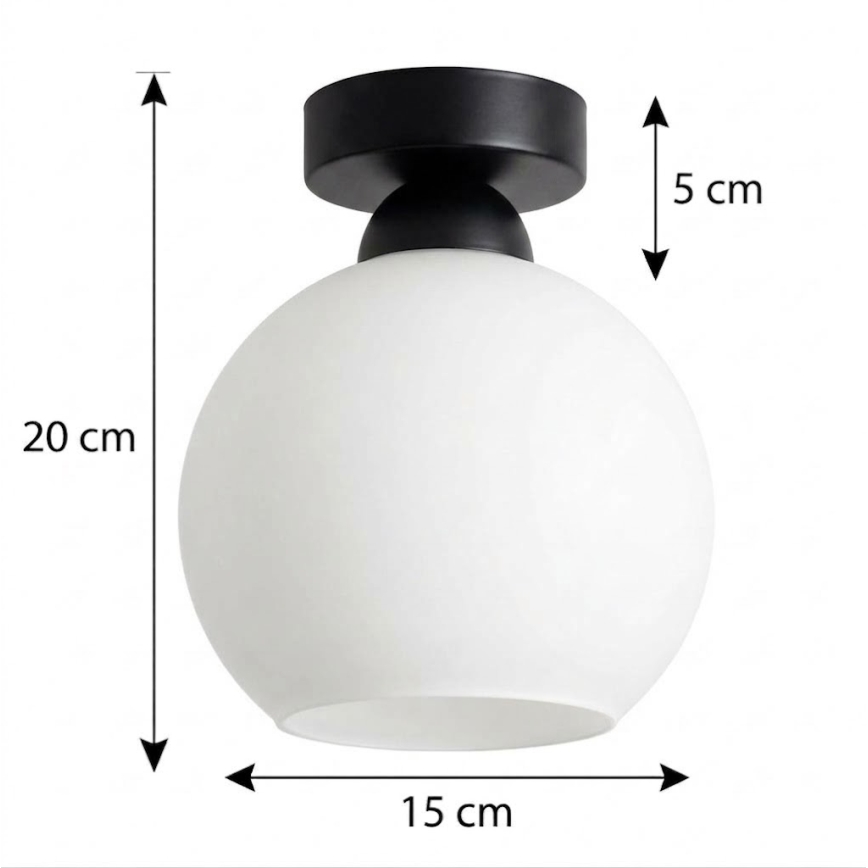 BRILAGI - LED stropna svjetiljka RETRO GLASS 1xE27/60W/230V Ø 15 cm crna/bijela