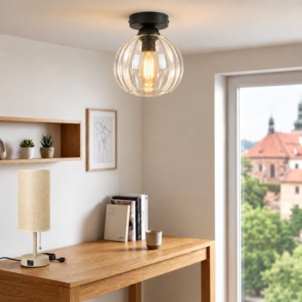 BRILAGI - LED stropna svjetiljka RETRO GLASS 1xE27/60W/230V Ø 18 cm crna/prozirna