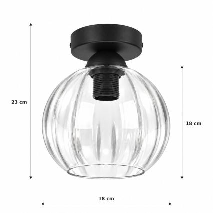BRILAGI - LED stropna svjetiljka RETRO GLASS 1xE27/60W/230V Ø 18 cm crna/prozirna