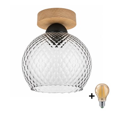 BRILAGI - LED stropna svjetiljka RETRO GLASS 1xE27/60W/230V Ø 18 cm hrast/dimno-siva