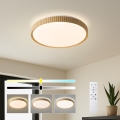 Brilagi - LED stropna svjetiljka s mogućnošću prigušivanja CORVO LED/72W/230V 3000-6000K drveni dekor promjer 50 cm + daljinski upravljač