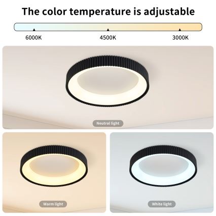 Brilagi - LED prigušivo stropno svjetlo FALCON MODERN LED/30W/230V 3000-6500K Ø 40 cm crno + daljinski upravljač