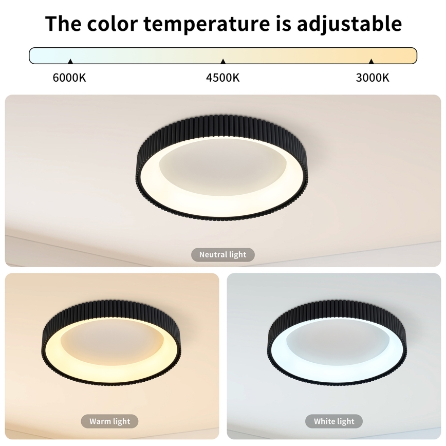 Brilagi - LED prigušivo stropno svjetlo FALCON MODERN LED/30W/230V 3000-6500K Ø 40 cm crno + daljinski upravljač