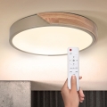 BRILAGI - LED stropna svjetiljka s mogućnošću prigušivanja PILANA LED/48W/230V 3000-6500K hrast/bež Ø 40 cm + daljinski upravljač