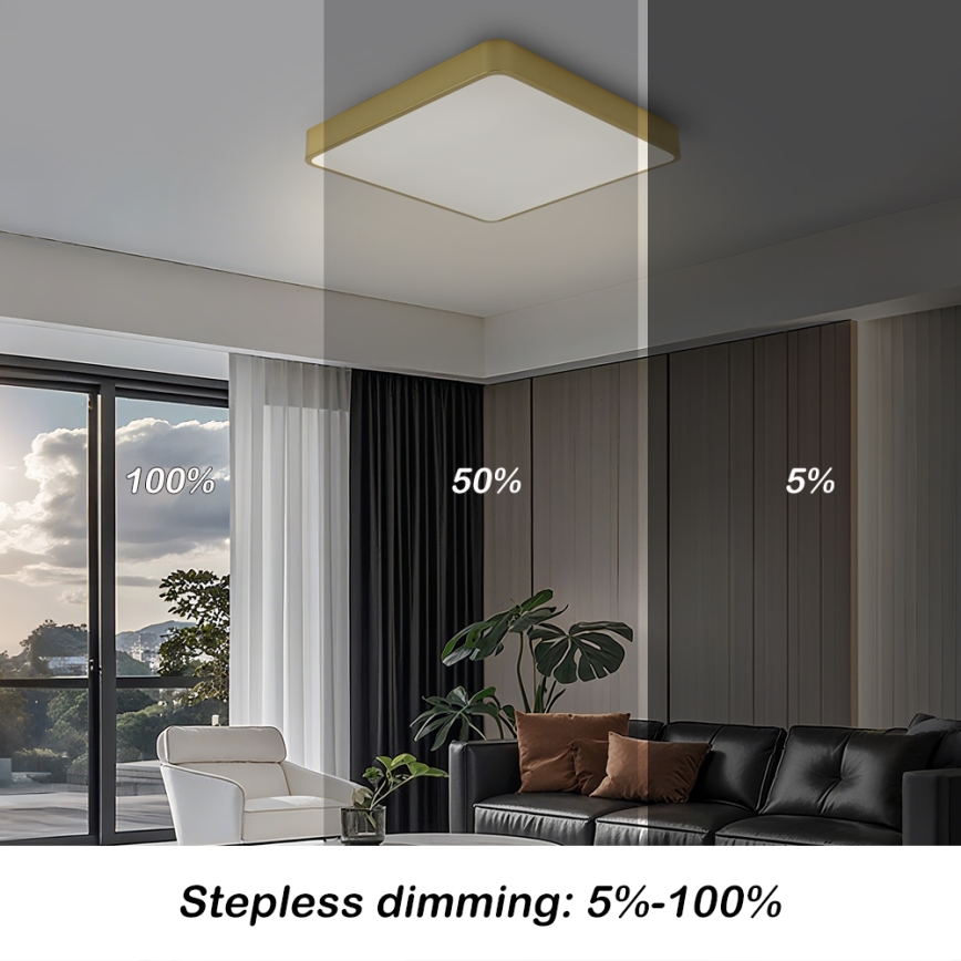 BRILAGI - LED stropna svjetiljka s prigušivanjem POOL SQUARE LED/48W/230V 3000-6000K 50x50 cm zlatna + daljinski upravljač