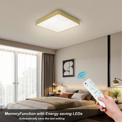 BRILAGI - LED stropna svjetiljka s prigušivanjem POOL SQUARE LED/48W/230V 3000-6000K 50x50 cm zlatna + daljinski upravljač