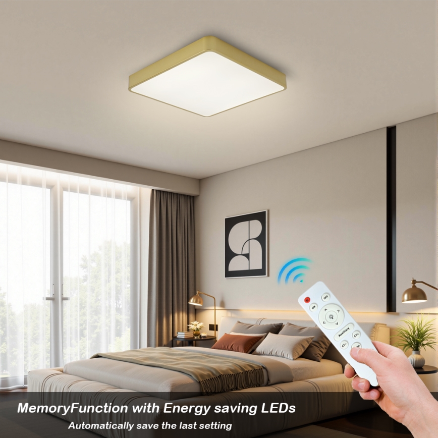 BRILAGI - LED stropna svjetiljka s prigušivanjem POOL SQUARE LED/48W/230V 3000-6000K 50x50 cm zlatna + daljinski upravljač