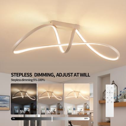 Brilagi - LED dimabilni stropni luster TWISTER LED/60W/230V 3000-6000K bež + daljinski upravljač