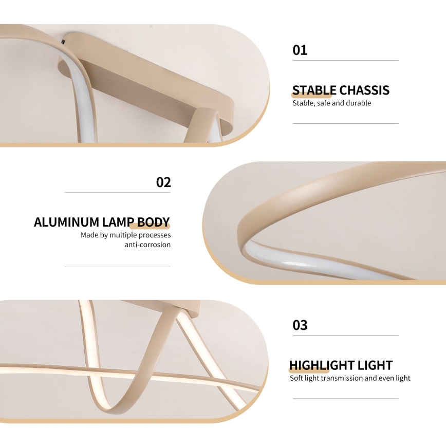 Brilagi - LED dimabilni stropni luster TWISTER LED/60W/230V 3000-6000K bež + daljinski upravljač