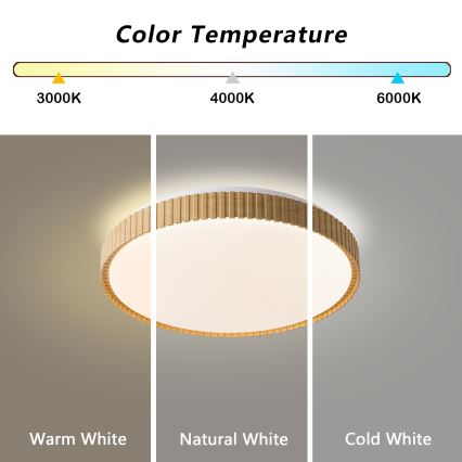 Brilagi - LED stropna svjetiljka s mogućnošću prigušivanja CORVO LED/72W/230V 3000-6000K drveni dekor promjer 50 cm + daljinski upravljač