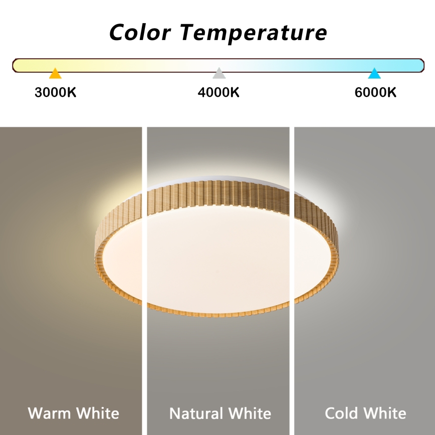 Brilagi - LED stropna svjetiljka s mogućnošću prigušivanja CORVO LED/72W/230V 3000-6000K drveni dekor promjer 50 cm + daljinski upravljač