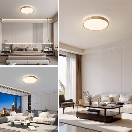 Brilagi - LED stropna svjetiljka s mogućnošću prigušivanja CORVO LED/72W/230V 3000-6000K drveni dekor promjer 50 cm + daljinski upravljač