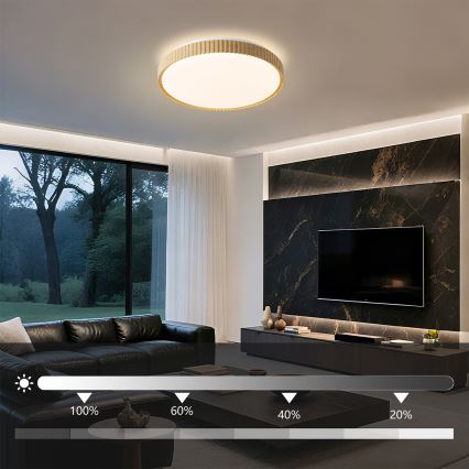 Brilagi - LED stropna svjetiljka s mogućnošću prigušivanja CORVO LED/72W/230V 3000-6000K drveni dekor promjer 50 cm + daljinski upravljač