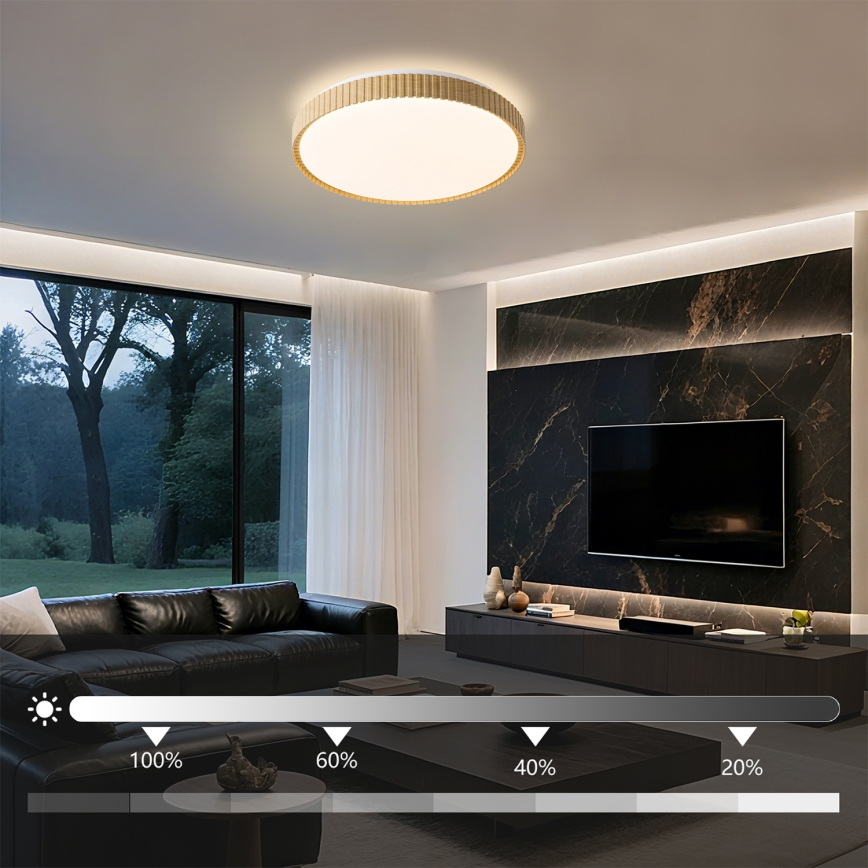 Brilagi - LED stropna svjetiljka s mogućnošću prigušivanja CORVO LED/72W/230V 3000-6000K drveni dekor promjer 50 cm + daljinski upravljač