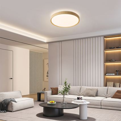 Brilagi - LED stropna svjetiljka s mogućnošću prigušivanja CORVO LED/72W/230V 3000-6000K drveni dekor promjer 50 cm + daljinski upravljač