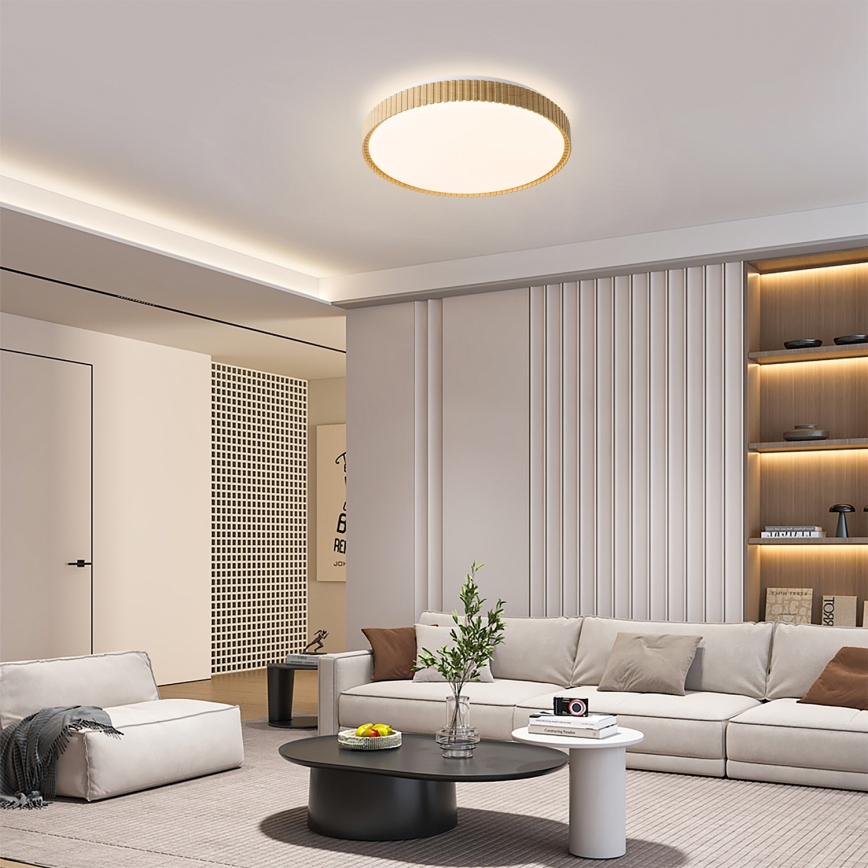 Brilagi - LED stropna svjetiljka s mogućnošću prigušivanja CORVO LED/72W/230V 3000-6000K drveni dekor promjer 50 cm + daljinski upravljač