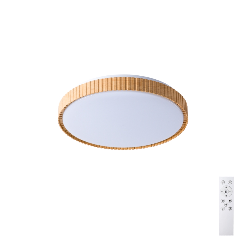 Brilagi - LED stropna svjetiljka s mogućnošću prigušivanja CORVO LED/72W/230V 3000-6000K drveni dekor promjer 50 cm + daljinski upravljač