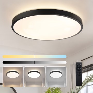 Brilagi - LED stropna svjetiljka s prigušivanjem GLASS POOL DOUBLE LED/80W/230V 3000-6000K 60 cm crna + daljinski upravljač