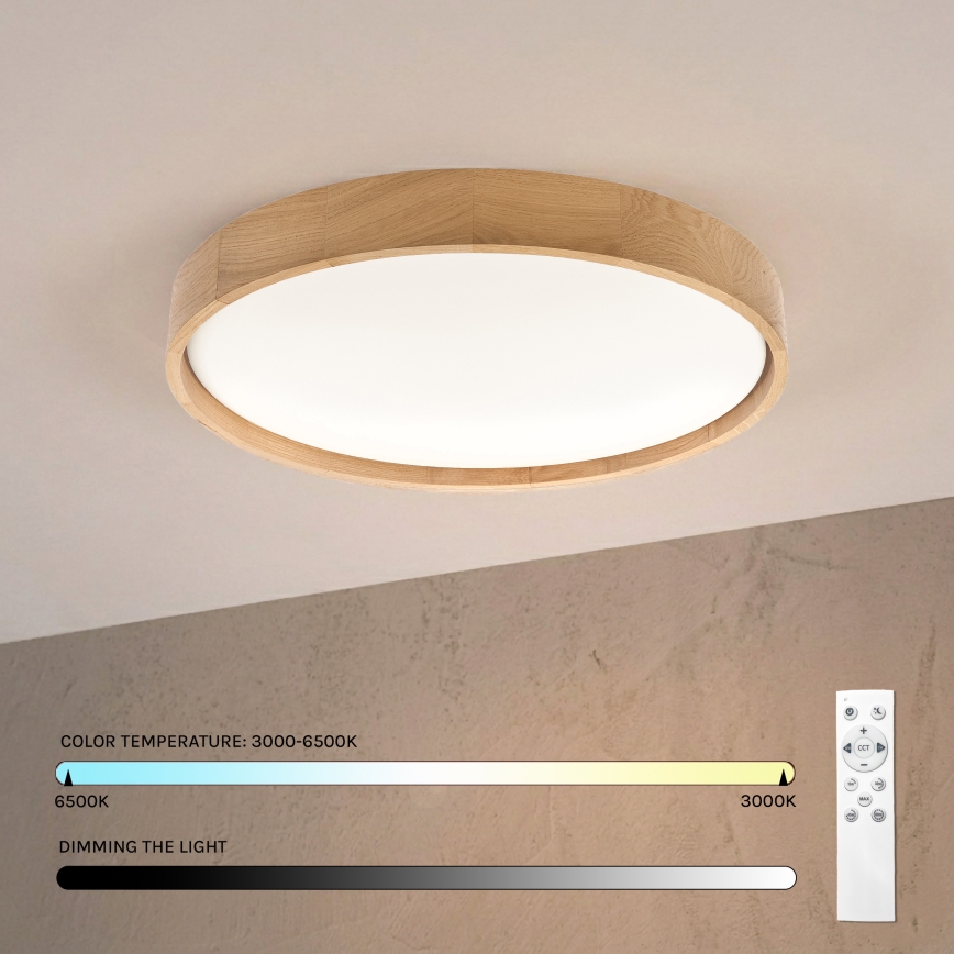 Brilagi - LED prigušiva stropna svjetiljka MANAROLA REMOTE LED/36W/230V 3000-6500K Ø 51 cm hrast + daljinski upravljač