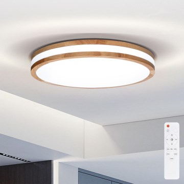 Brilagi - LED stropna svjetiljka s prigušivanjem MOLINA LED/48W/230V 3000-6500K hrast promjer 38 cm + daljinski upravljač
