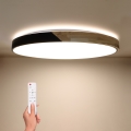 BRILAGI - LED stropna svjetiljka s prigušivanjem PILANA LED/72W/230V 3000-6500K hrast/crna Ø 80 cm + daljinski upravljač
