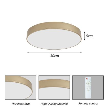 Brilagi - LED prigušivo stropno svjetlo POOL LED/60W/230V 3000-6000K Ø 50 cm zlatno + daljinski upravljač
