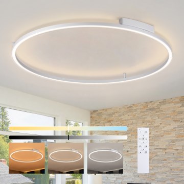 Brilagi - LED stropna svjetiljka s prigušivanjem PORTOFINO LED/85W/230V 3000-6000K pr. 120 cm srebrna + daljinski upravljač