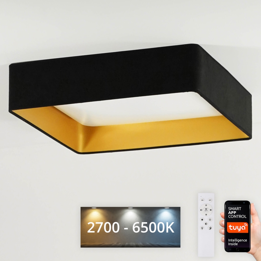 Brilagi - LED stropna svjetiljka s prigušivanjem VELVET SQUARE SMART LED/36W/230V 60x60 cm 2700-6500K Wi-Fi Tuya + daljinski upravljač crna