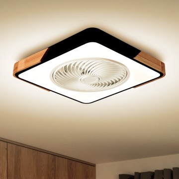 Brilagi - LED stropna svjetiljka s ventilatorom, prigušivač svjetla LED/30W/230V 3000-6500K crna/hrast + daljinski upravljač