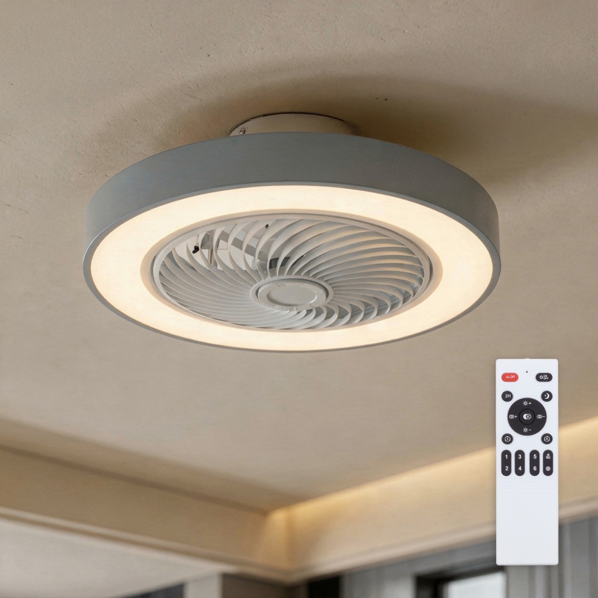 Brilagi - LED stropna svjetiljka s ventilatorom s mogućnošću prigušivanja LED/38W/230V 3000-6500K pr. 50 cm siva + daljinski upravljač