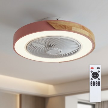 Brilagi - LED stropna svjetiljka s ventilatorom, s mogućnošću prigušivanja LED/38W/230V 3000-6500K promjer 50 cm ružičasta/hrast + daljinski upravljač