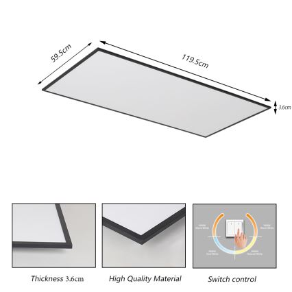 Brilagi - LED stropno svjetlo SLIMFRAME LED/80W/230V 120x60 cm 3000/4000/6000K crna