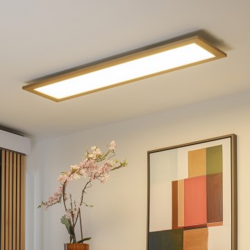 Brilagi - LED stropna svjetiljka SLIMFRAME WOOD s prigušivanjem LED/58W/230V 124x34 cm 3000-6000K smeđa + daljinski upravljač