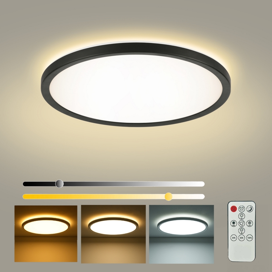 Brilagi - LED stropna svjetiljka ULTRA TANAK s mogućnošću prigušivanja LED/24W/230V 2700-6500K promjer 42 cm crna + daljinski upravljač
